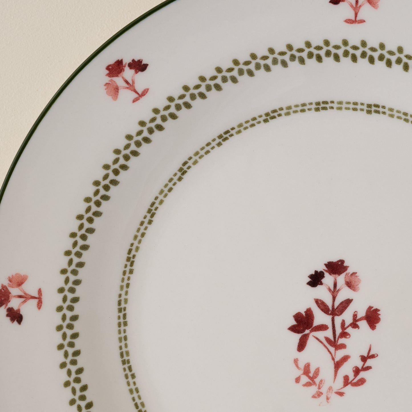 Fern Green Luna Floral Salad Plate up close