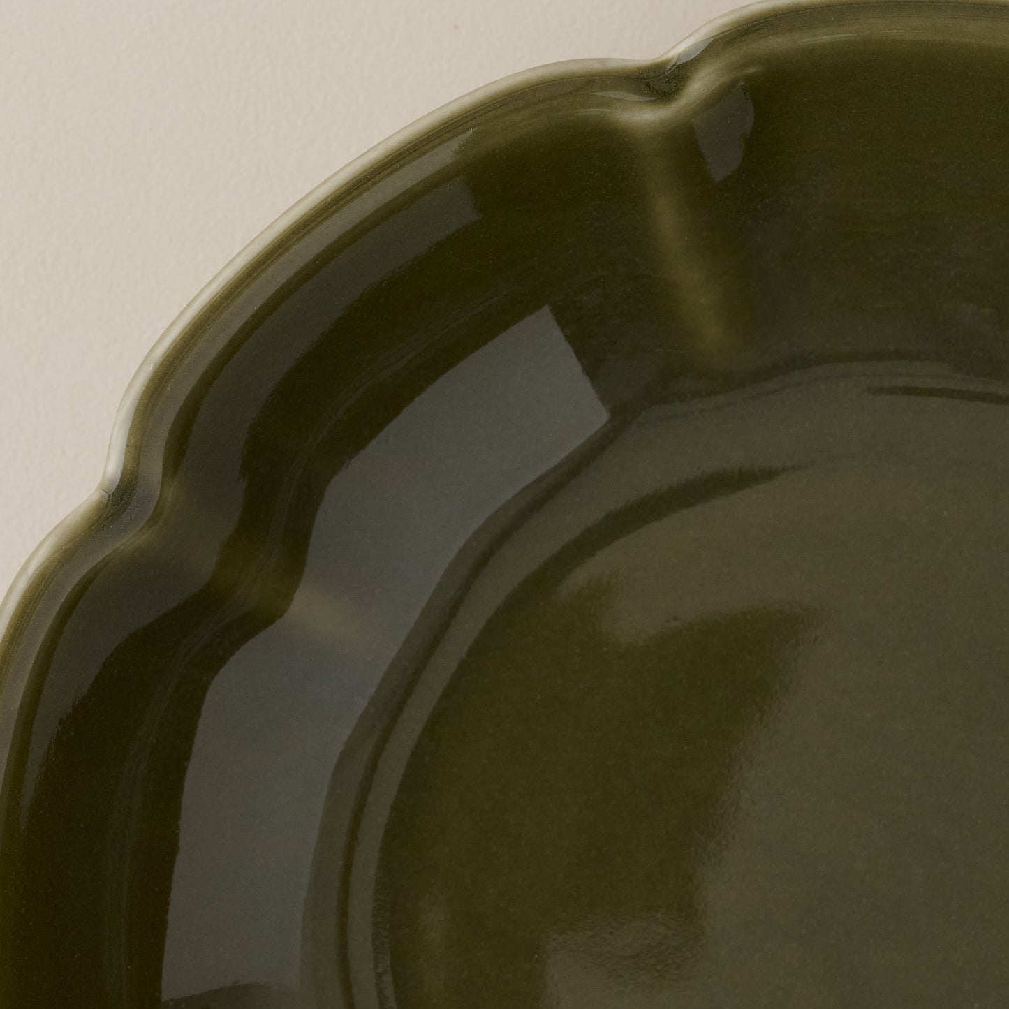 Fern Green Luna Scalloped Pasta Bowl up close