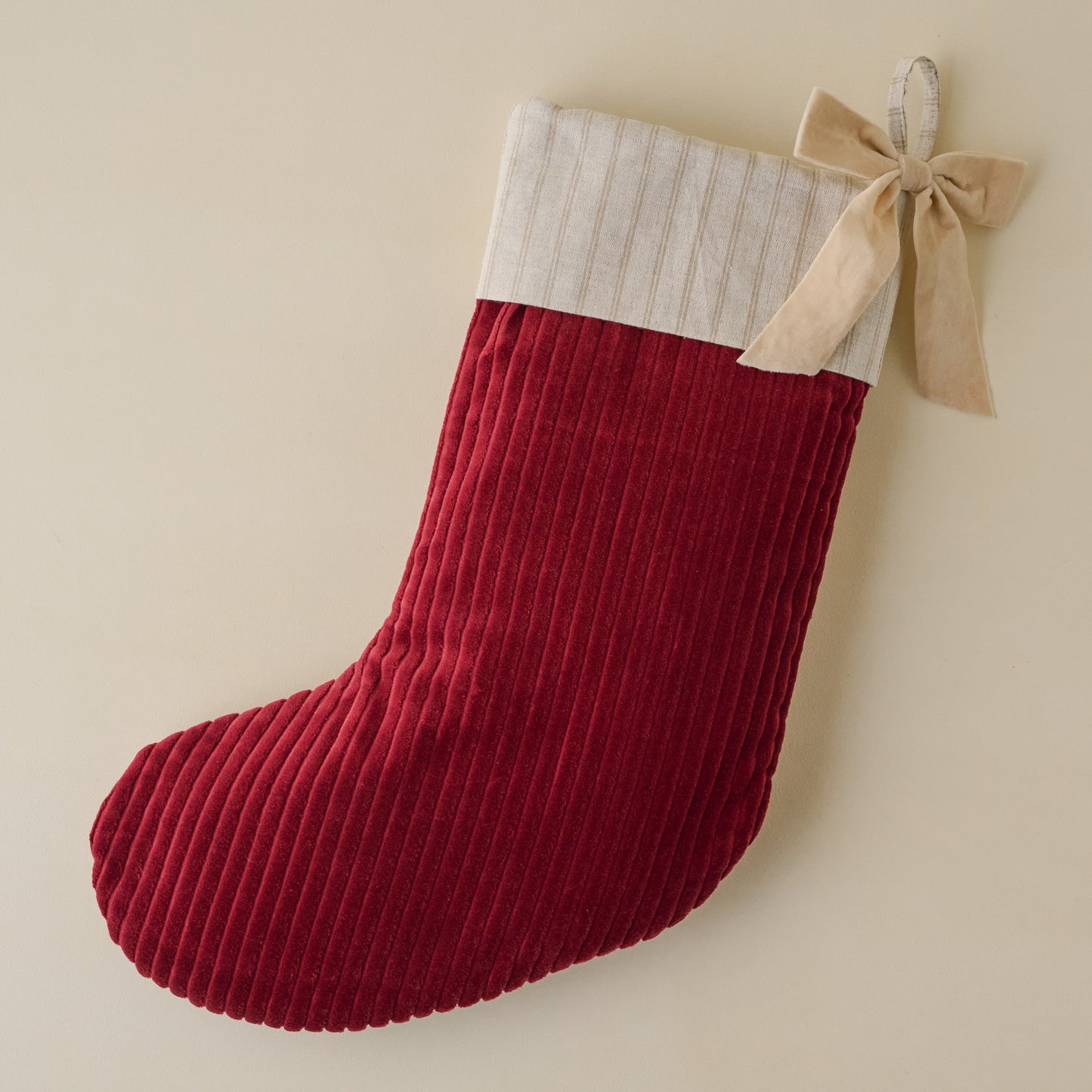 Cranberry Channel Velvet Stocking