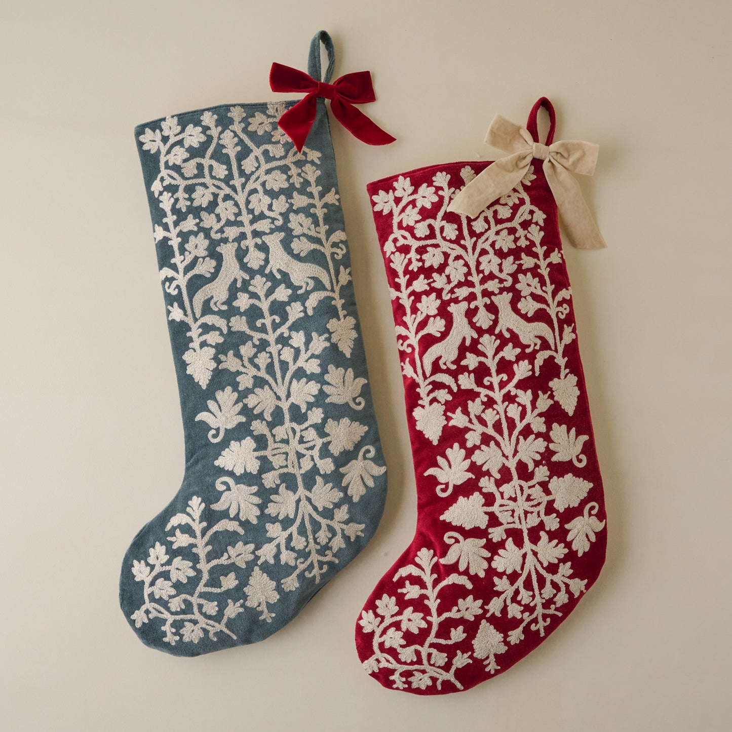 Enchanted Forest Embroidered Velvet Stockings