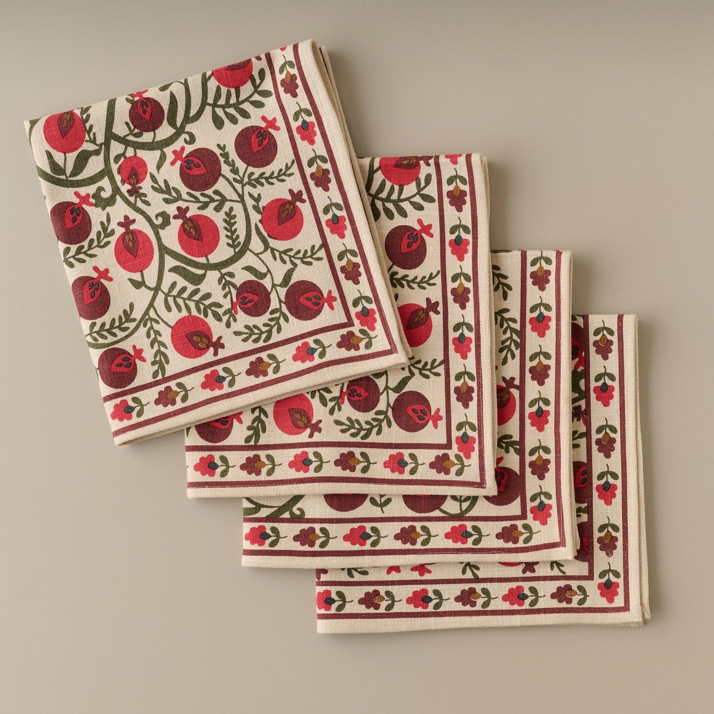 Festive Pomegranate Napkin Set of Four