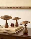 Hand-Carved Decorative Wooden Mushroom, Set of 3