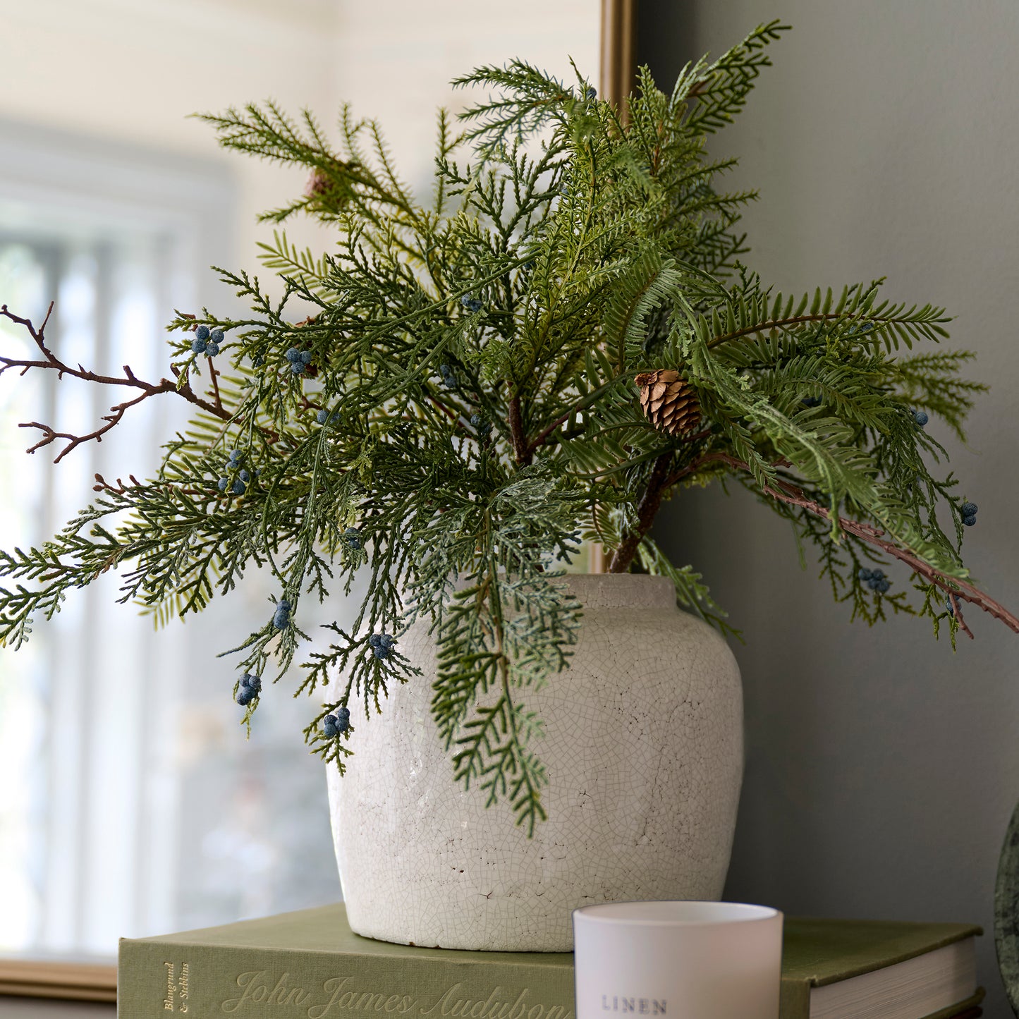 Real Touch Juniper Berry Pine Bundle in a vase