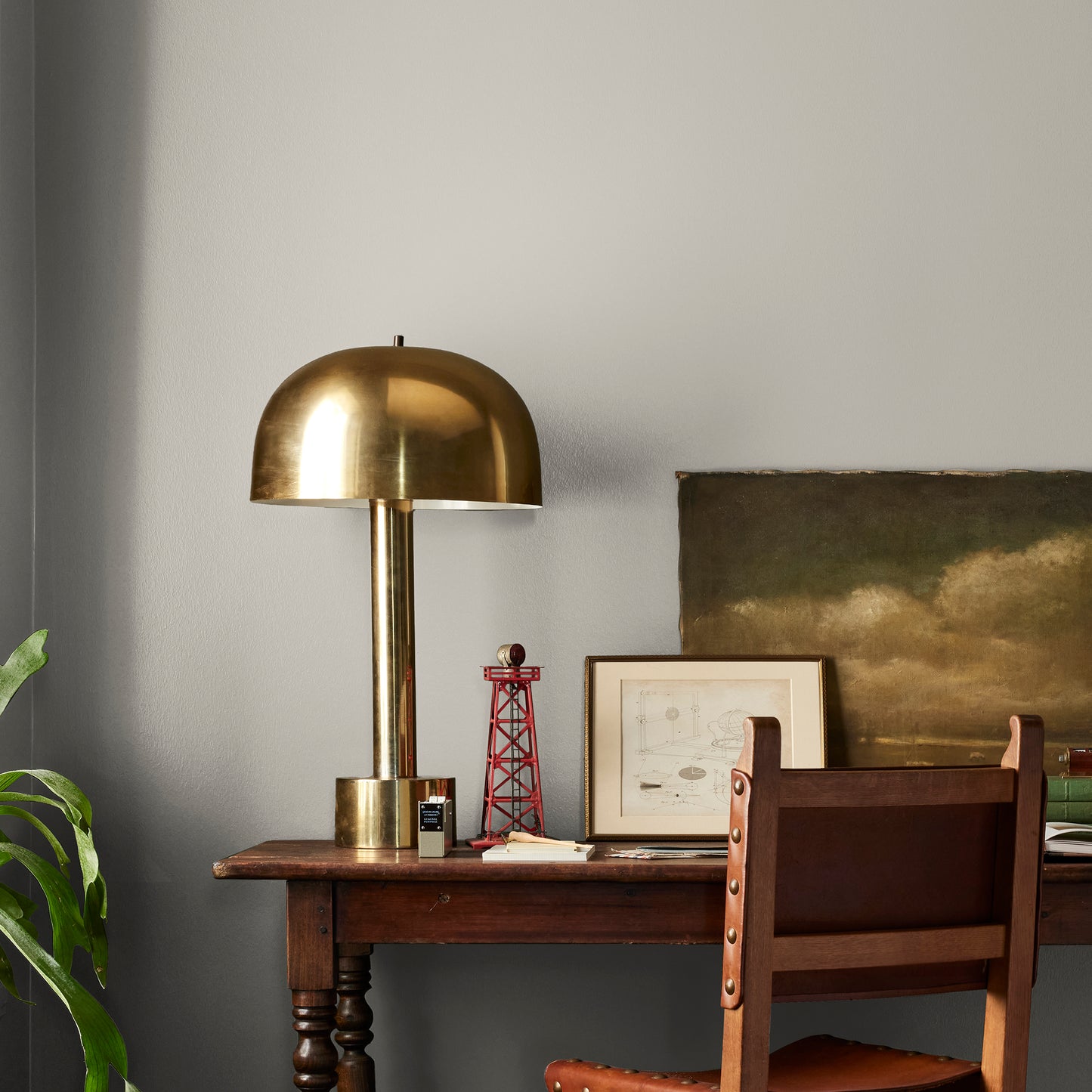 medium warm grey paint named sunday stroll shown painted on bedroom wall