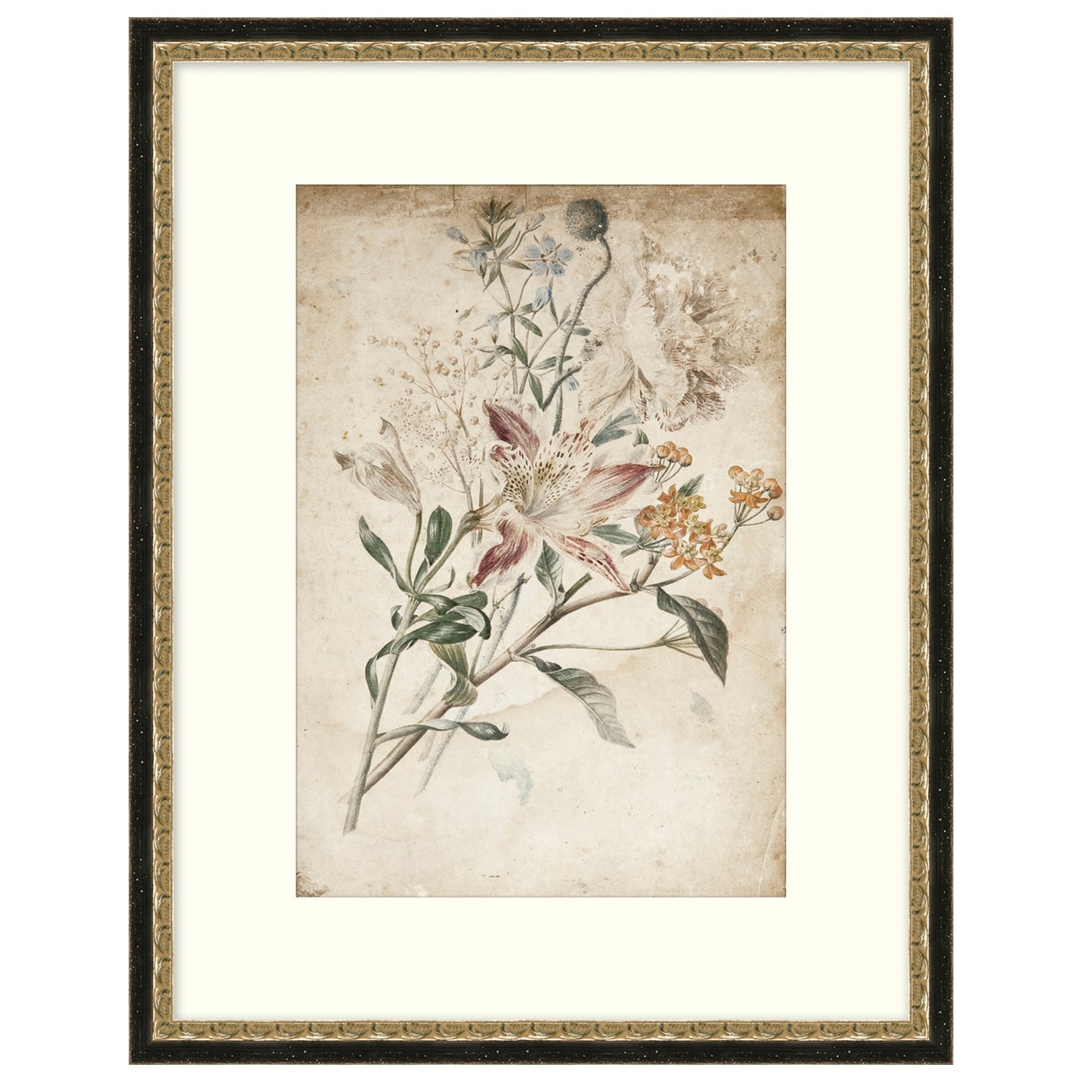 Framed wall art called Vintage Floral Bouquet