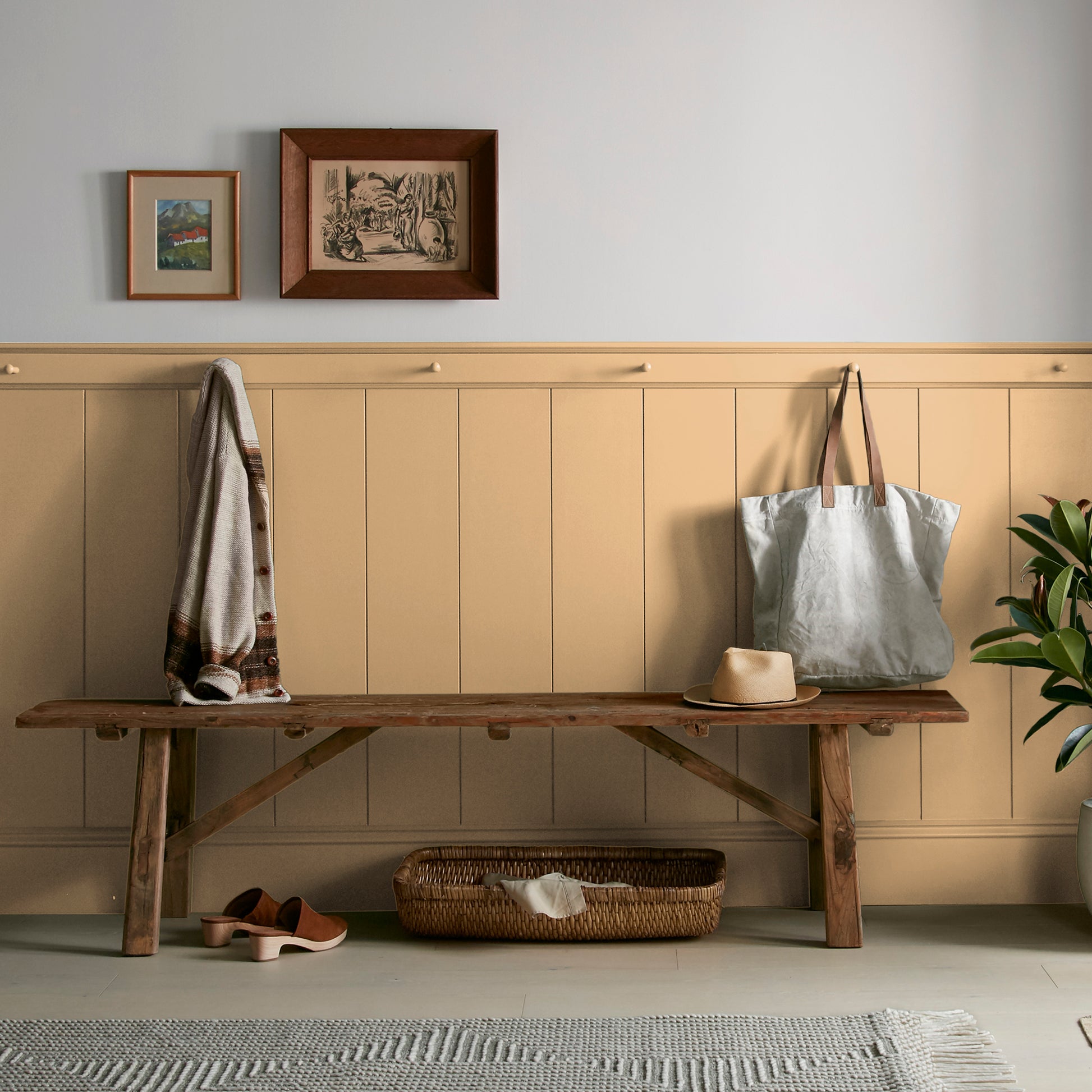 medium golden-yellow paint named bright days shown painted on entryway wall