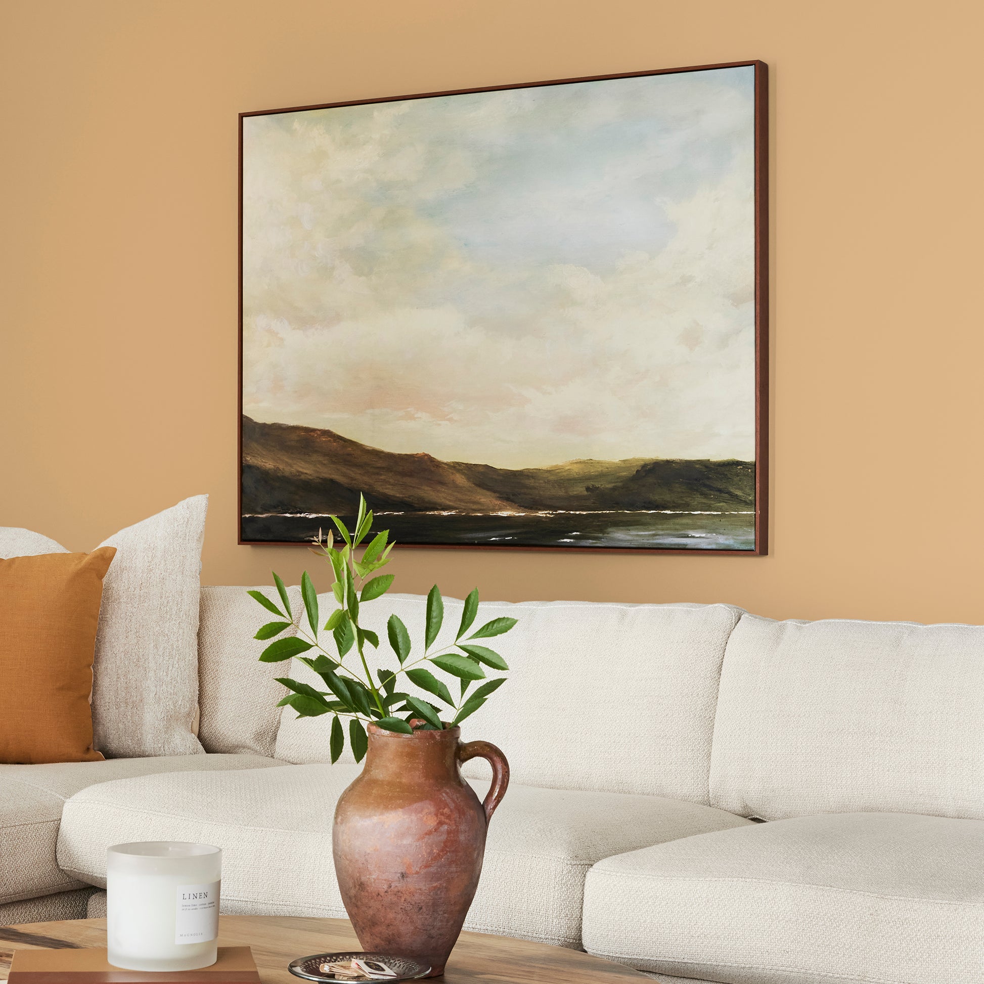 medium golden-yellow paint named bright days shown painted on living room wall