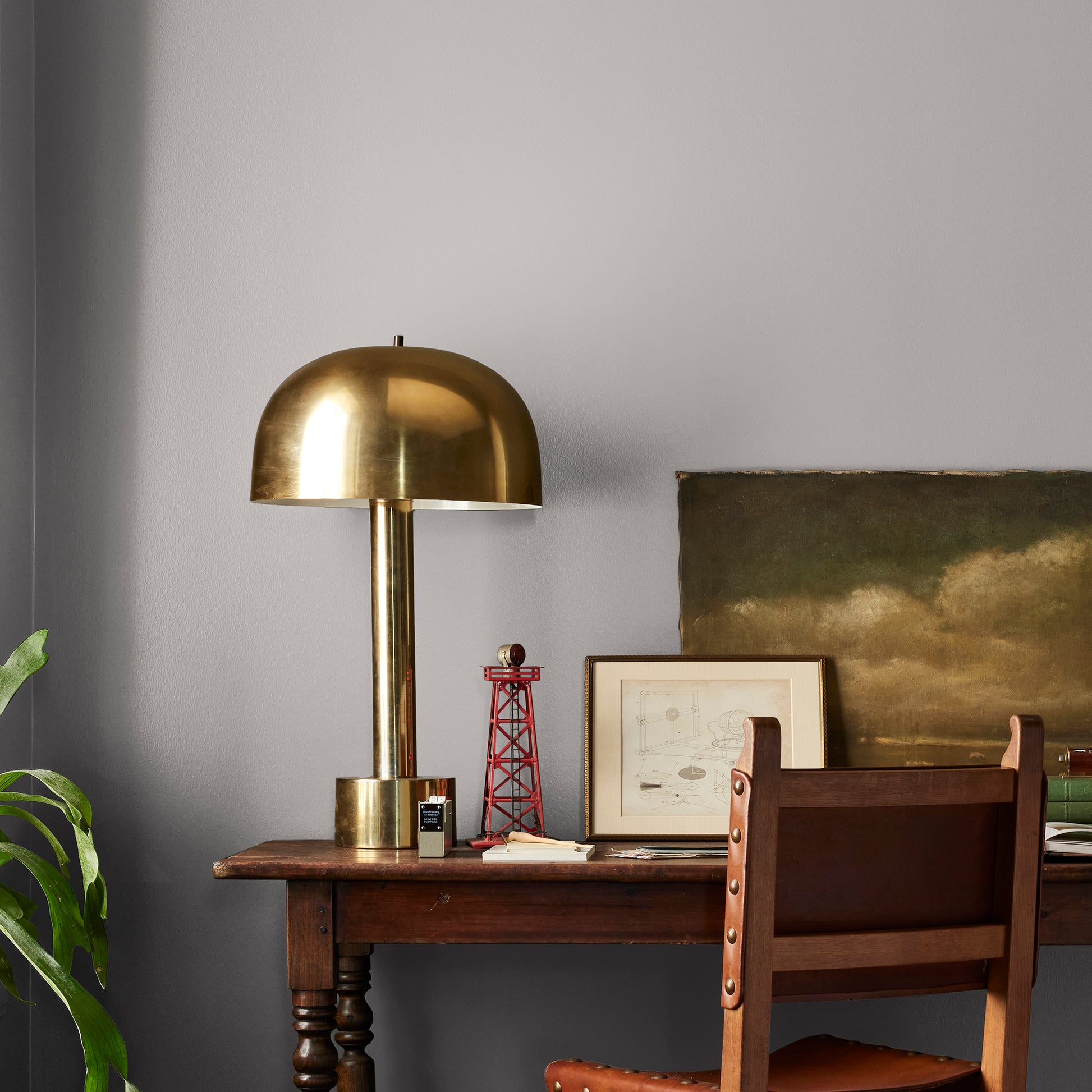 Lavender gray interior paint named vintage collection shown painted on bedroom wall