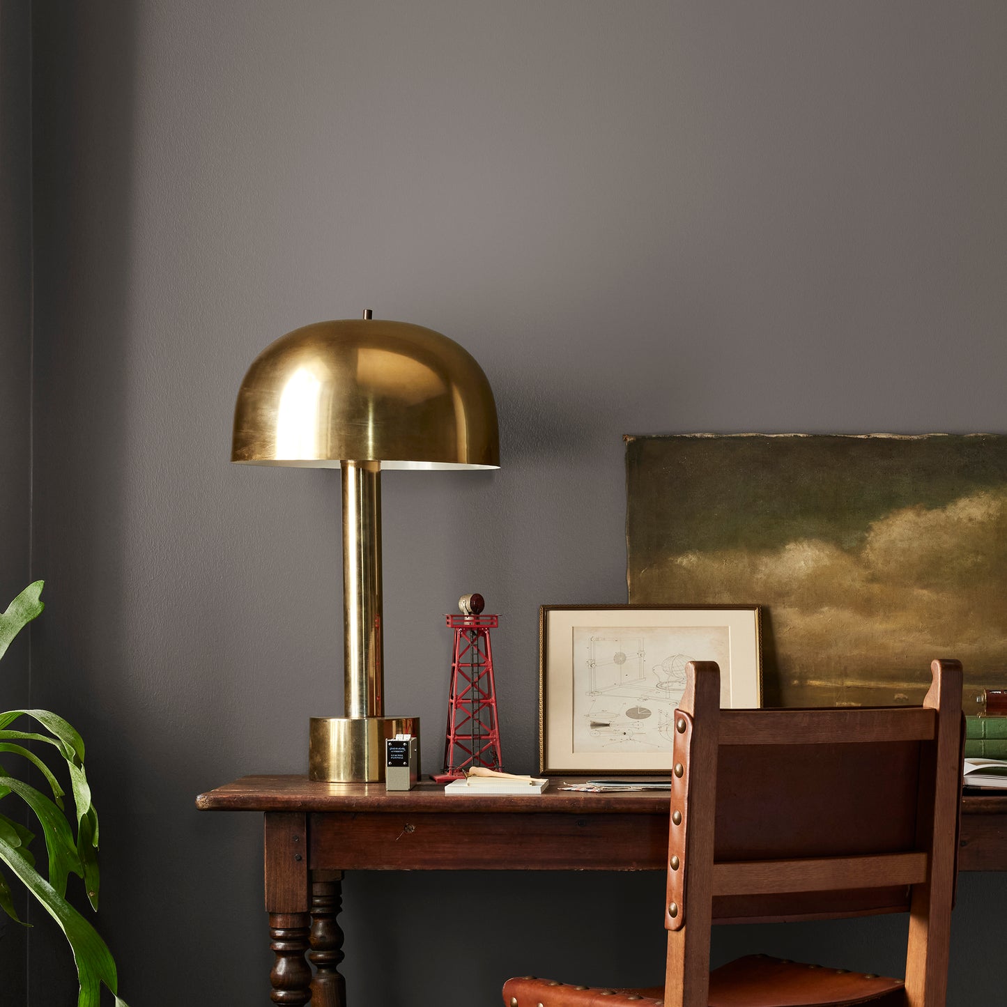 dark cocoa brown paint named cut cedar shown painted on bedroom wall
