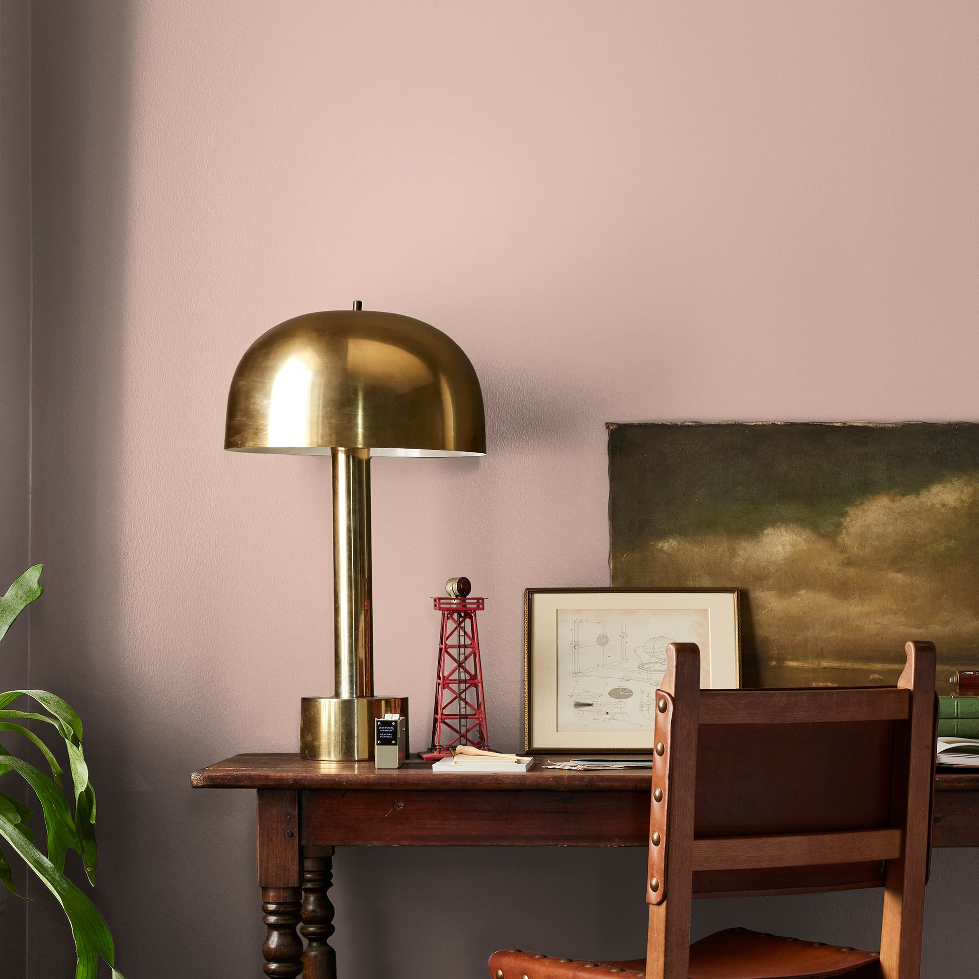 Dusty Pink Interior Paint named Rosy pink shown painted on bedroom wall