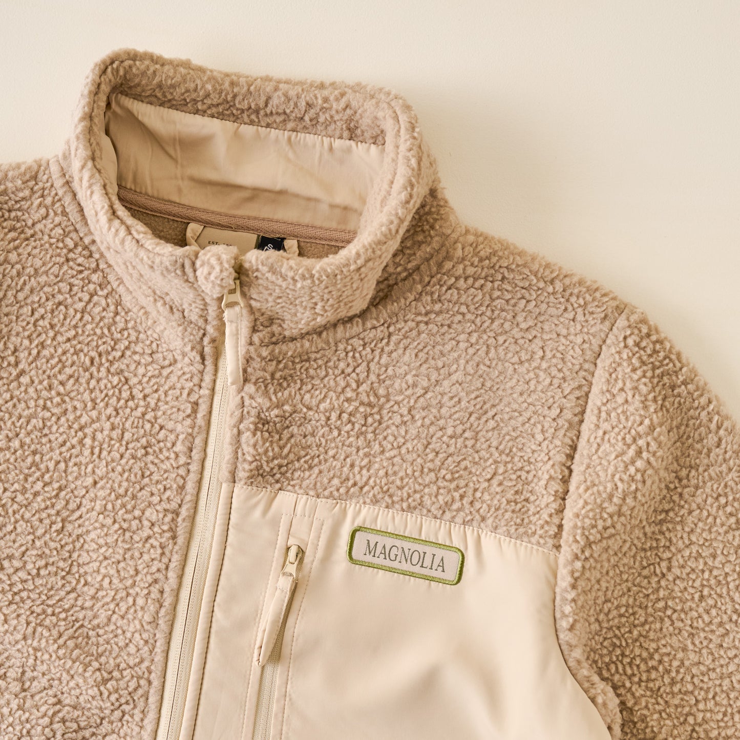 Magnolia Full Zip Khaki Jacket front up close
