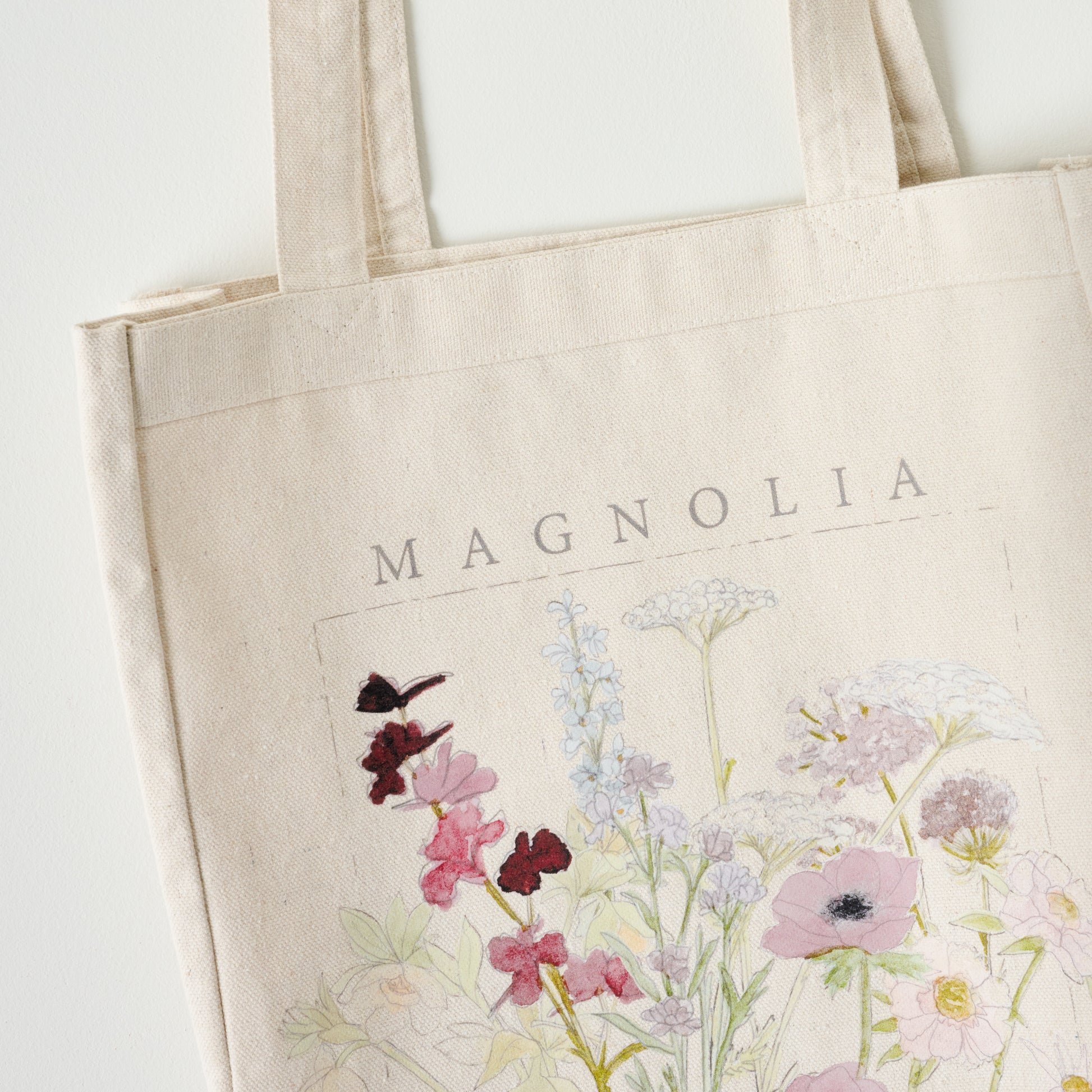 Magnolia Garden Canvas Tote up close
