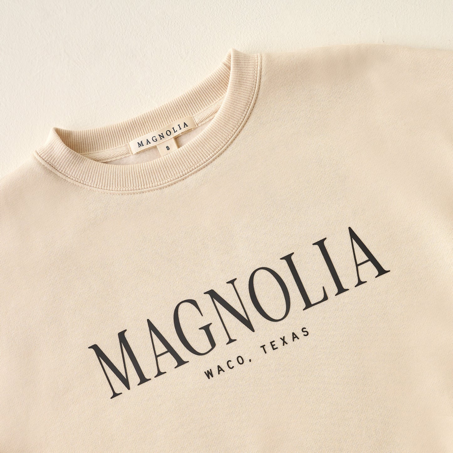 Magnolia Ivory Soft Fleece Sweatshirt close up