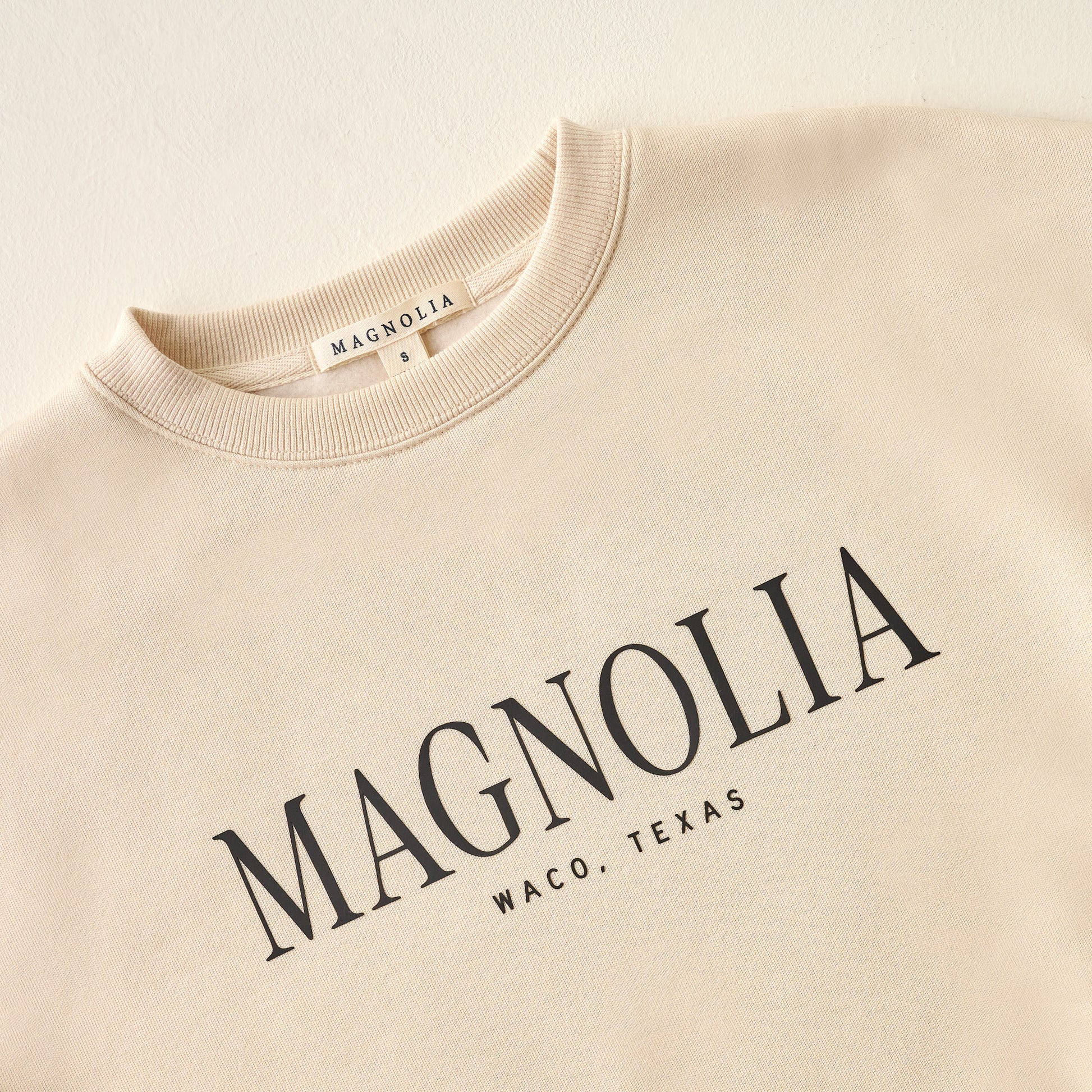 Magnolia Ivory Soft Fleece Sweatshirt close up