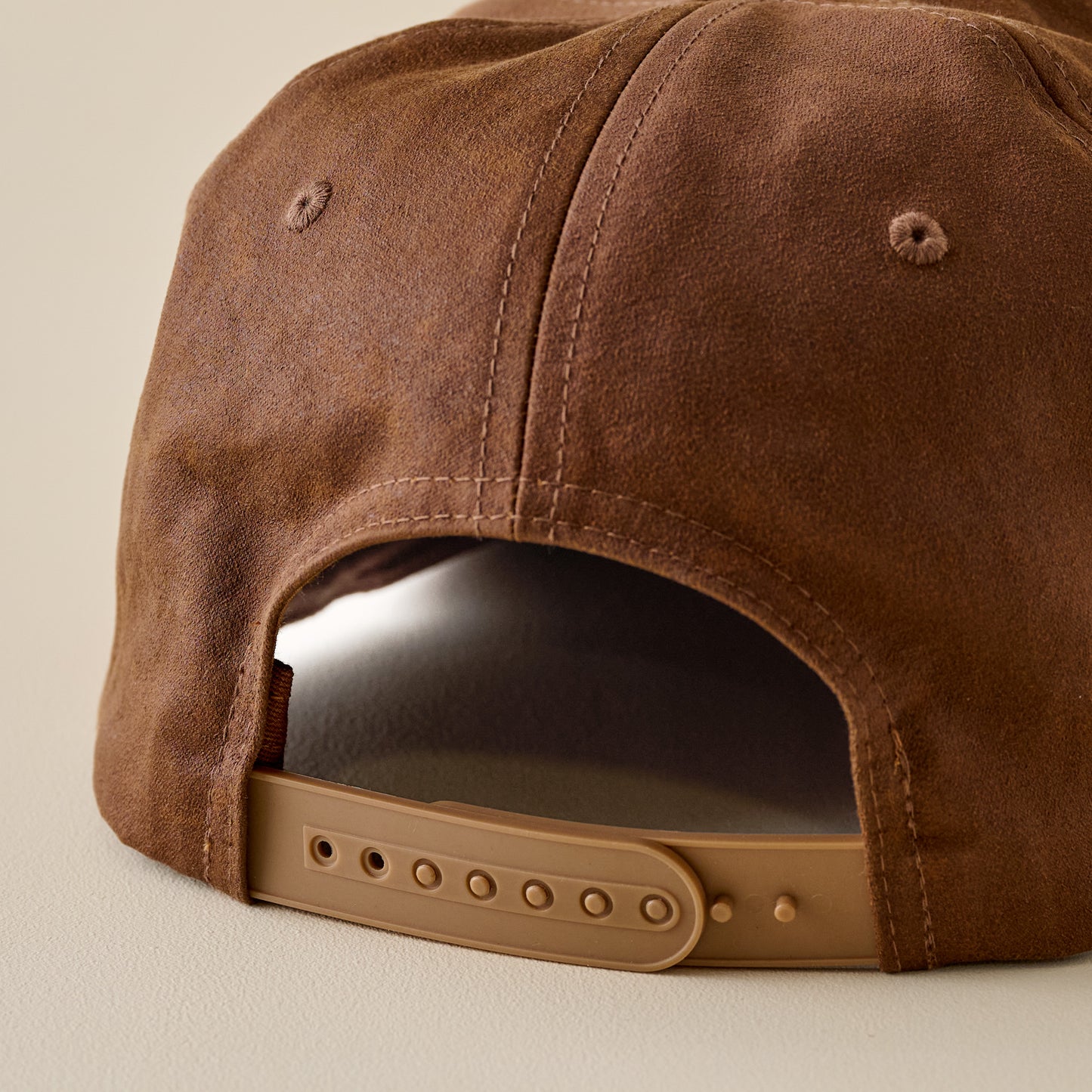 Magnolia Waxed Canvas Patch 5-Panel Hat snapback closure up close