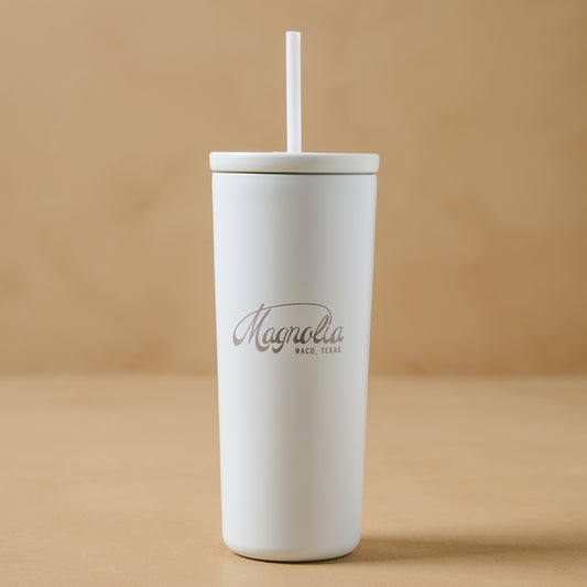 Magnolia White 24oz Cold Tumbler with Straw