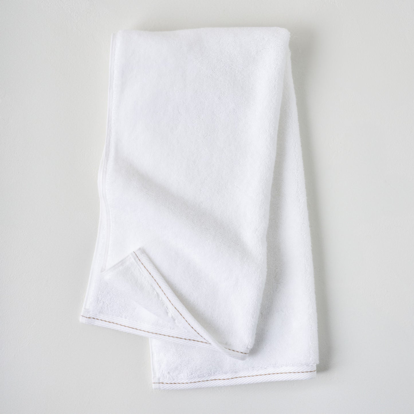 Magnolia White Plush Stitched Edge Towel - Hand Towel