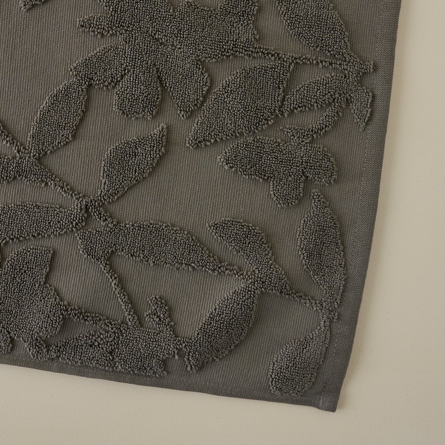 Major Brown Floral Jacquard Towel corner up close