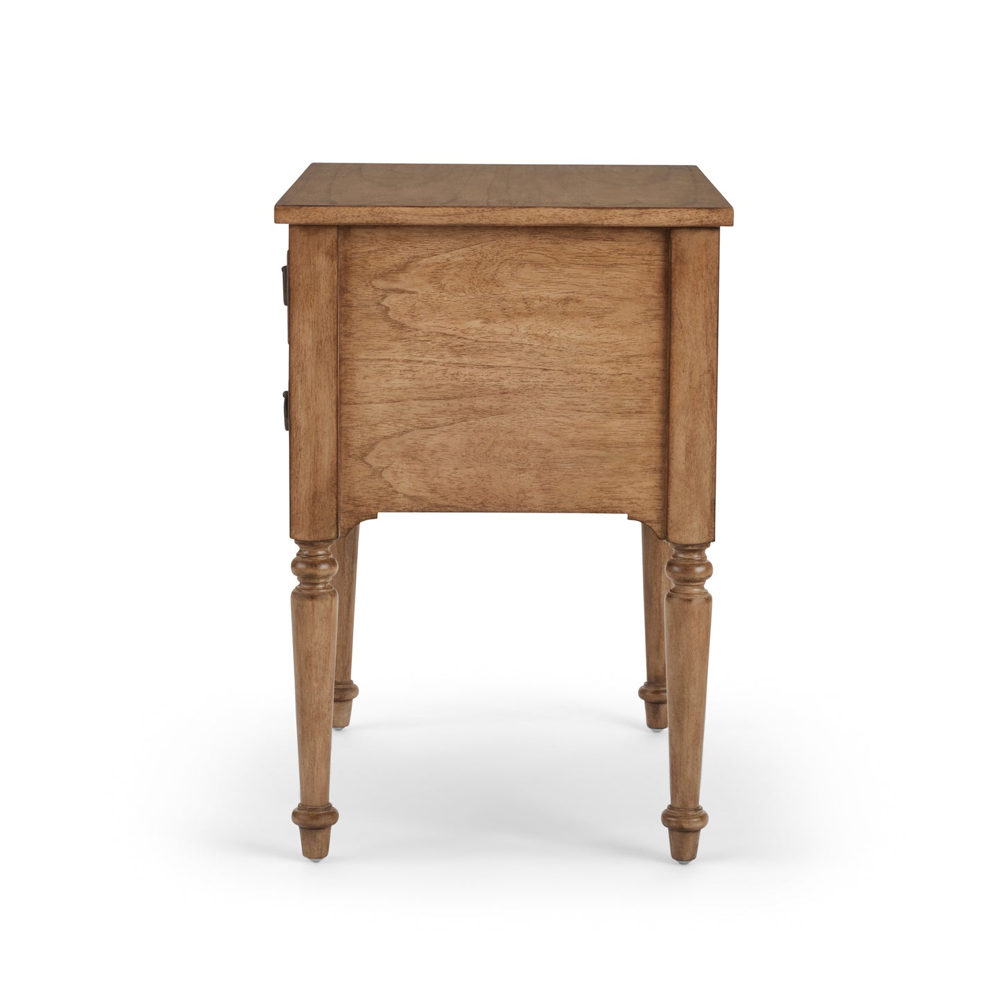 Corinne nightstand in vintage brown mahogany side view
