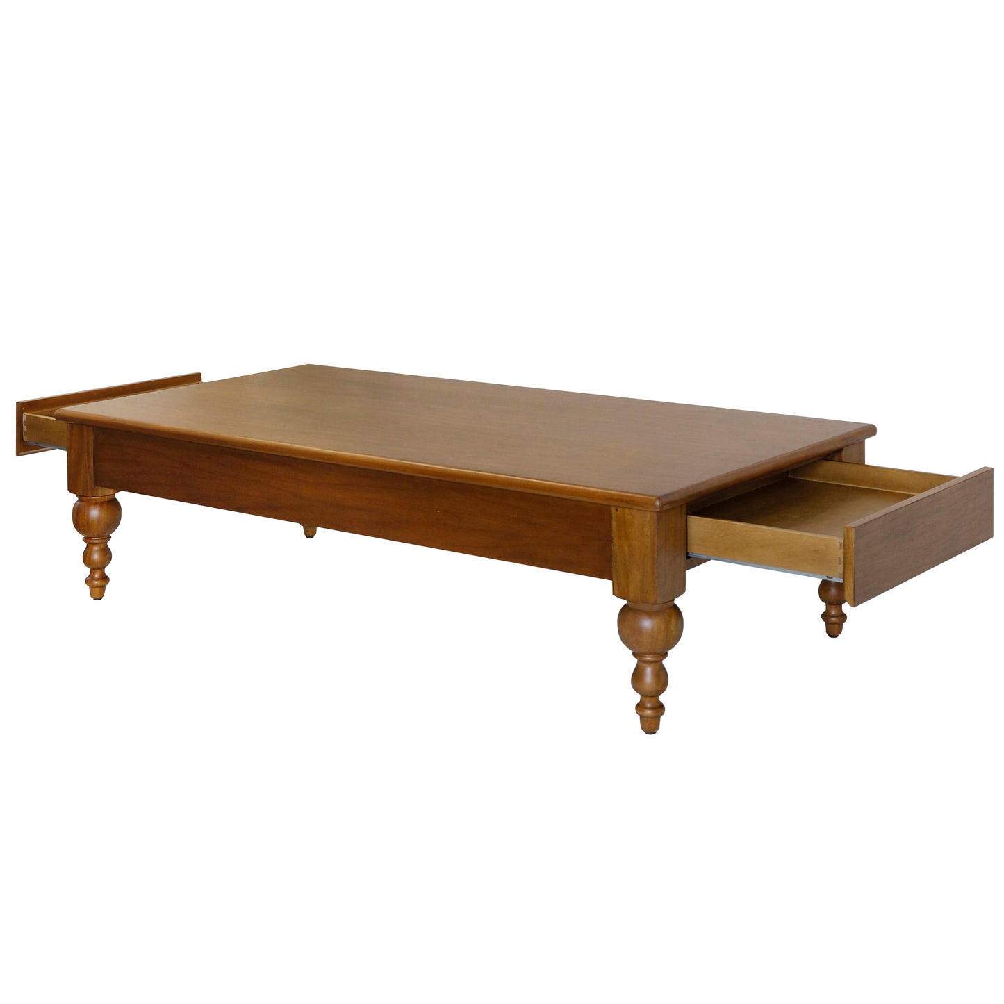 Maude Turned Leg Coffee Table with drawers open