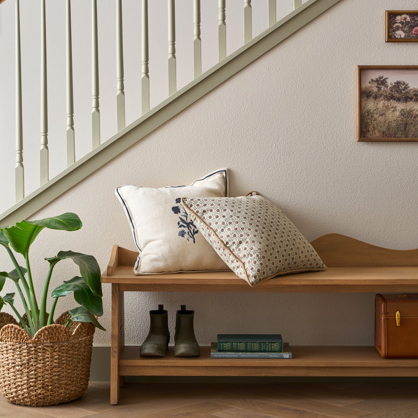 Solene Woven Scalloped Planter Large in a room