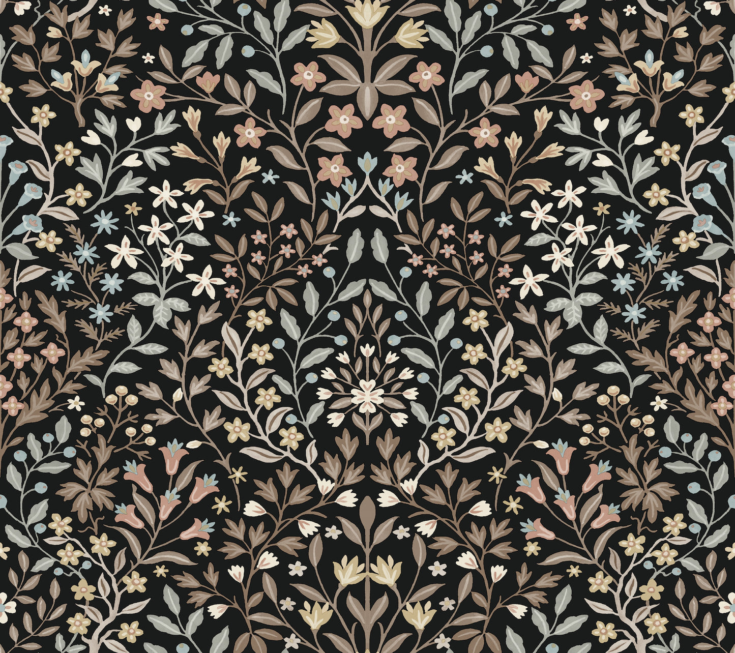Garden Terrace Wallpaper in black and neutral