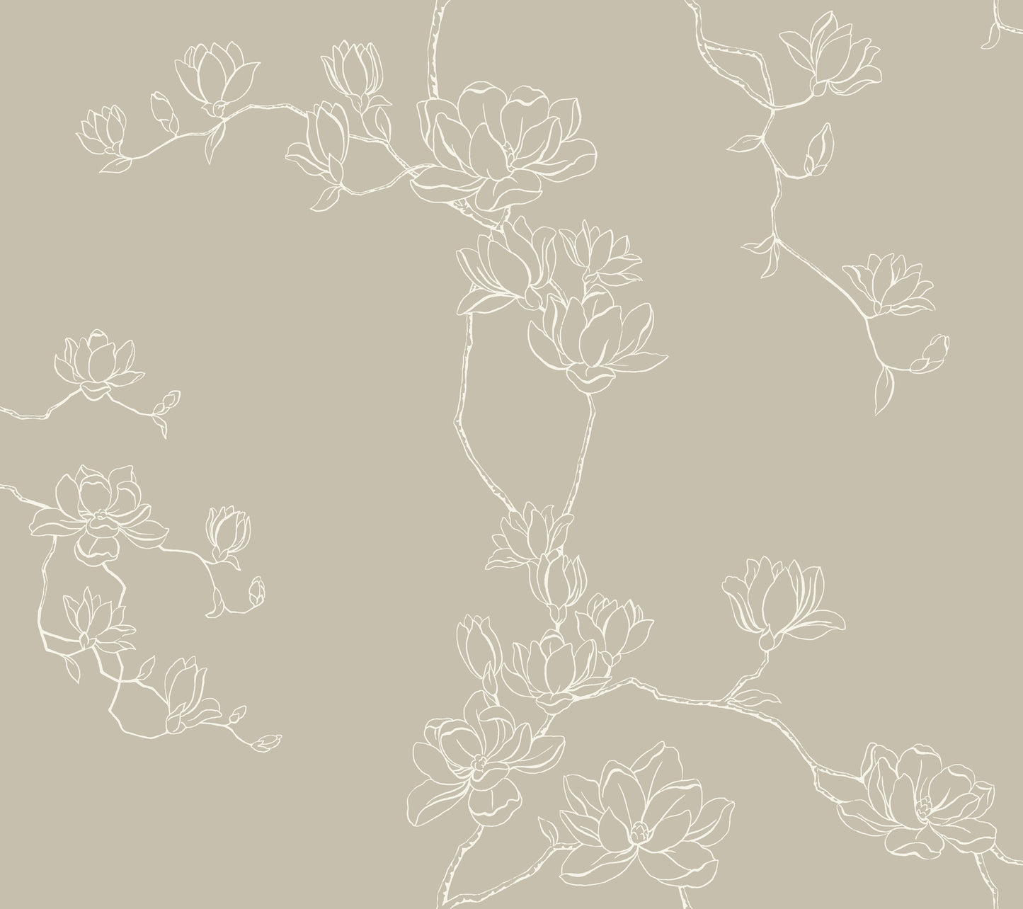 Magnolia Branches Wallpaper in taupe