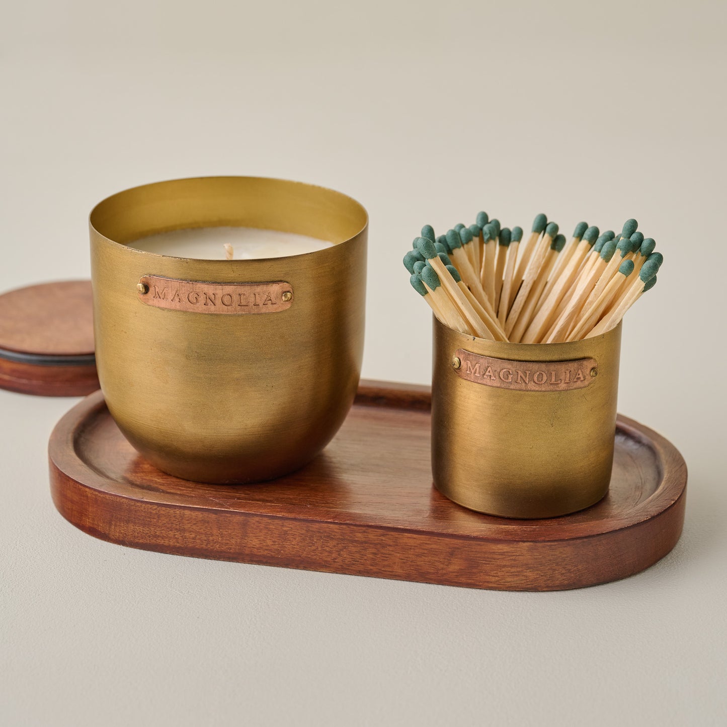 Magnolia Santalum Brass and Copper Candle Set