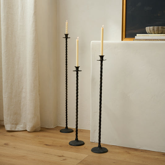 Oversized Iron Taper Holders shown styled