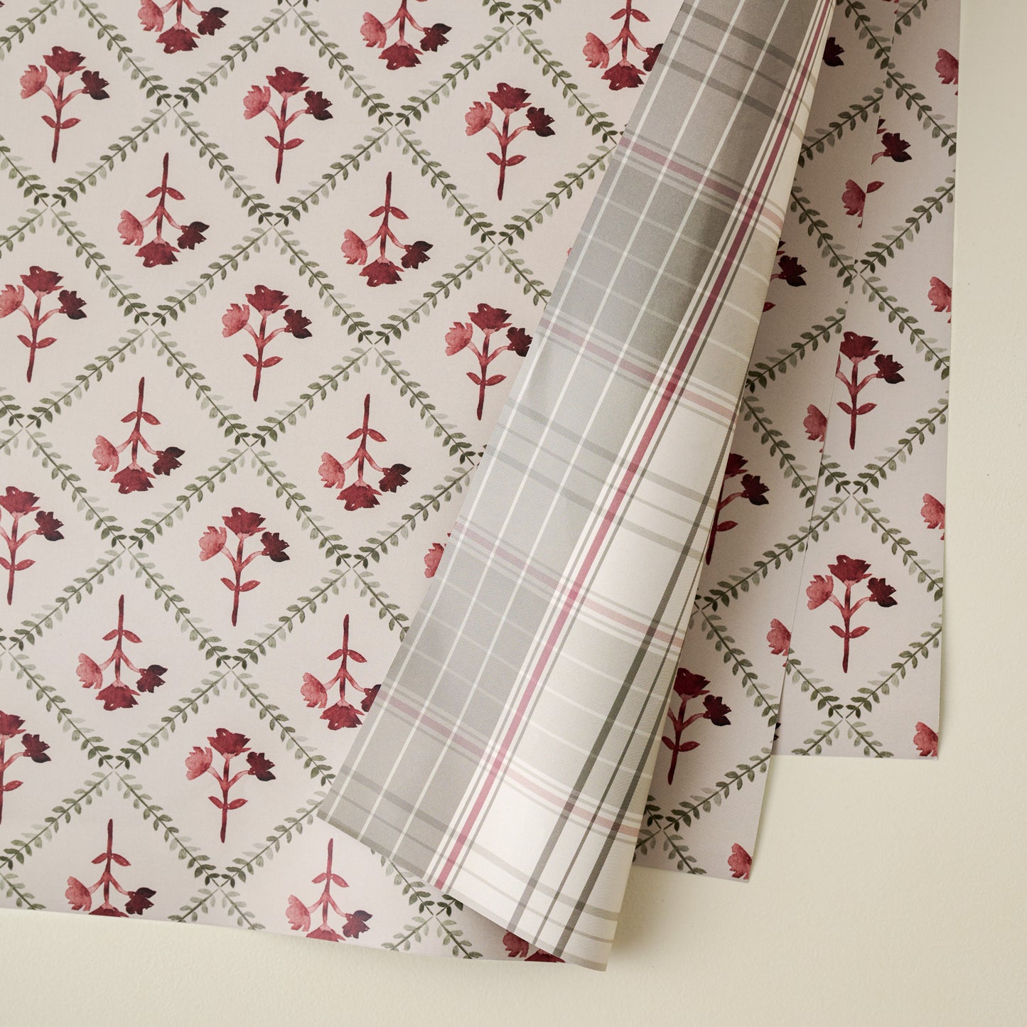 Settle In Block Print Green Plaid Wrapping Sheets