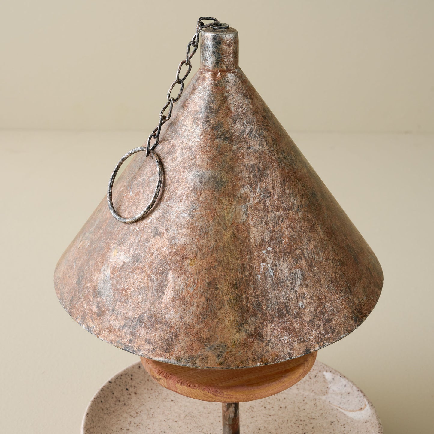 Speckled Ceramic Bird Feeder close up of roof
