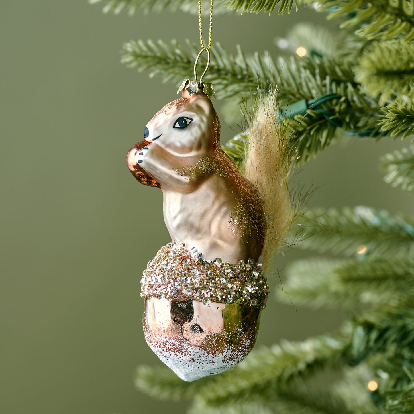 Splendid Squirrel Ornament shown on tree