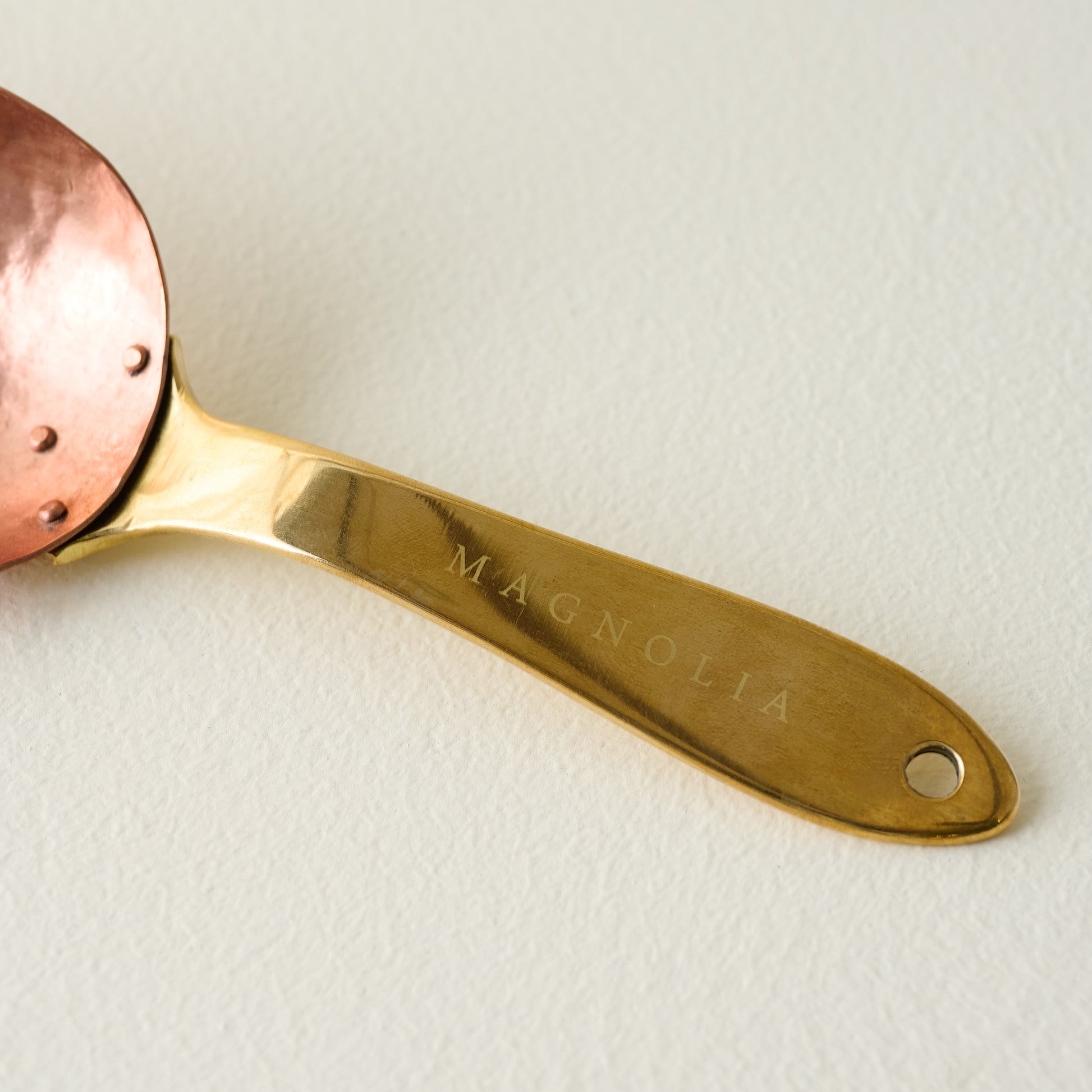 Magnolia Handmade Copper and Gold Scoop up close