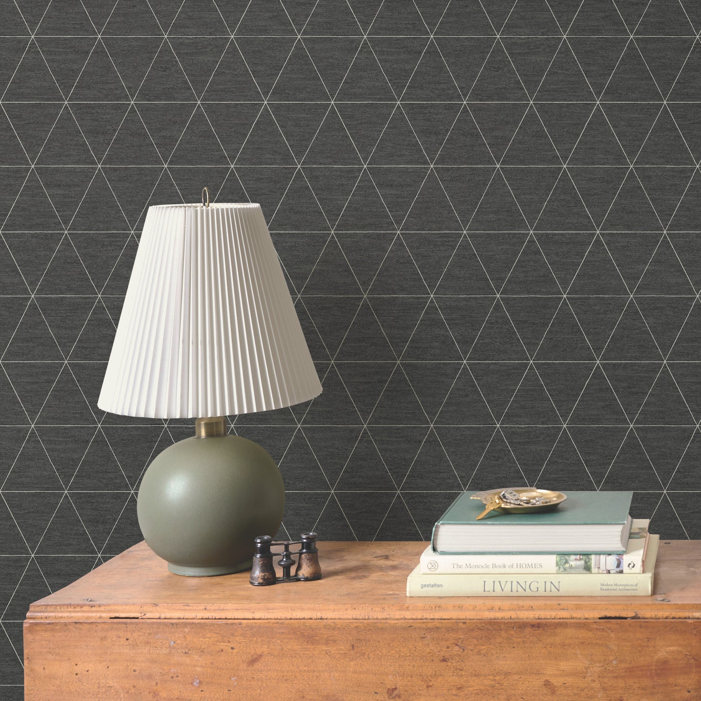 Ridge Wallpaper in midnight shown on wall
