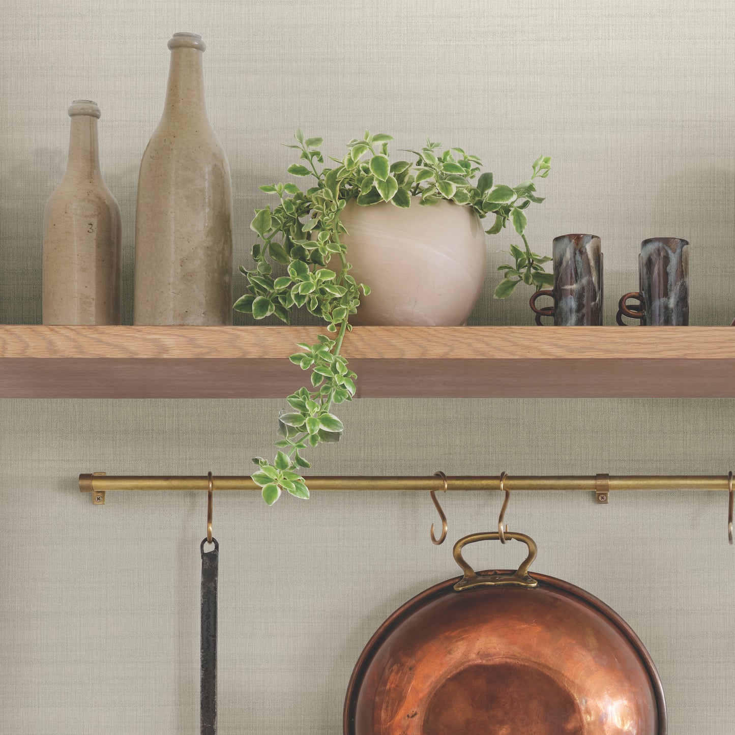 Washed Linen Wallpaper in cotton shown in room