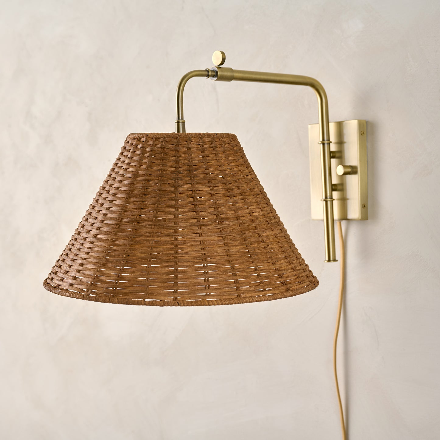 Odette Swivel Plug-in Sconce Rattan Shade