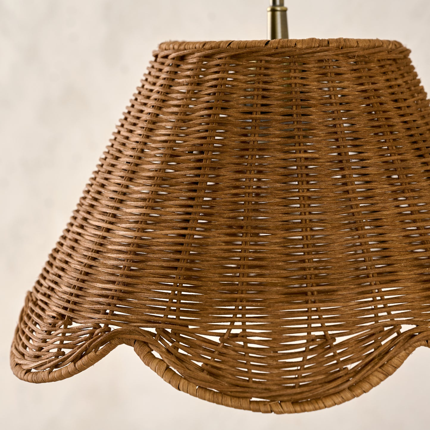 Odette Swivel Plug-in Sconce with Scallop Rattan Shade up close