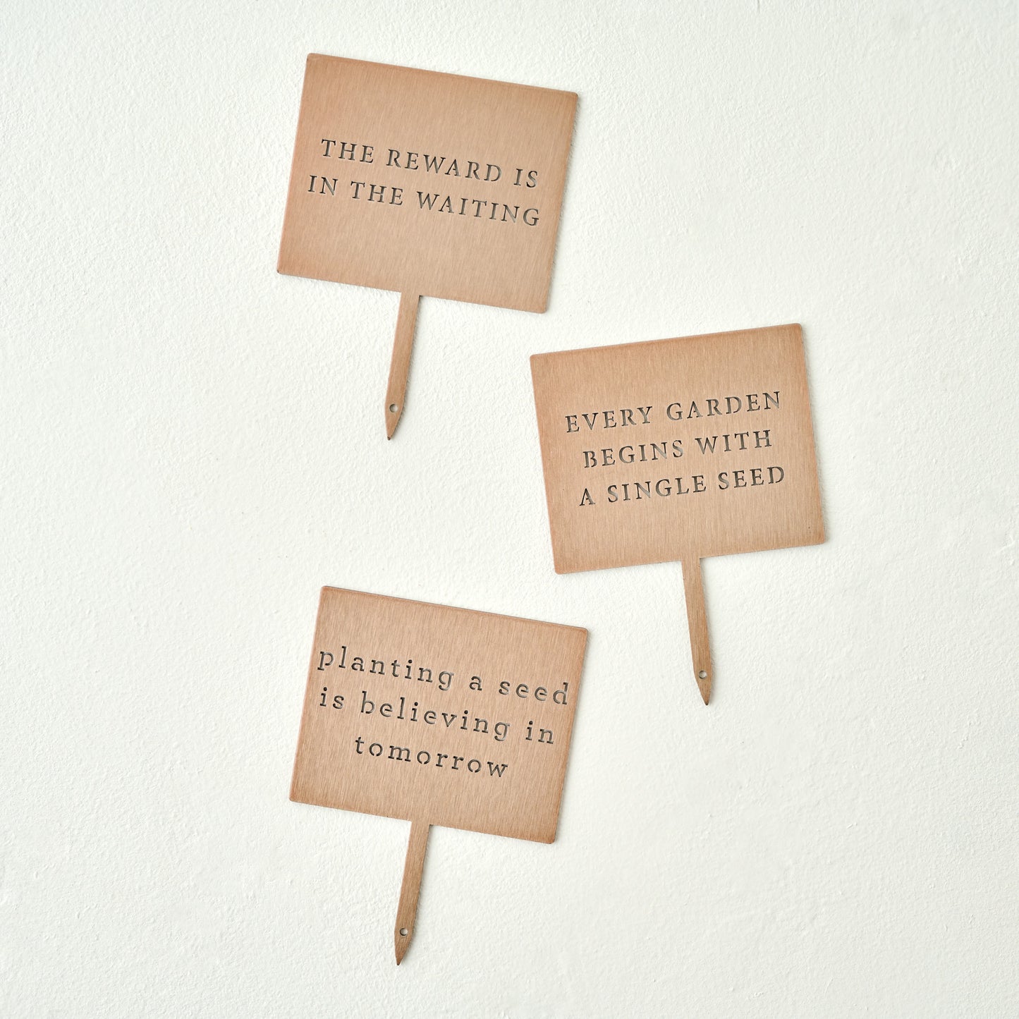 The Reward Mini Garden Stake shown with other garden stakes