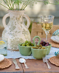 Green Scalloped Trio Snack Bowl on summer dinner tablescape