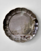 Classic Christmas Scene Sledding Dessert Plate