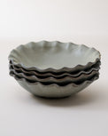 Green Organic Ruffle Edge Cereal Bowl stacked