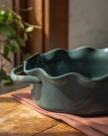 Blue Oval Scalloped Baker