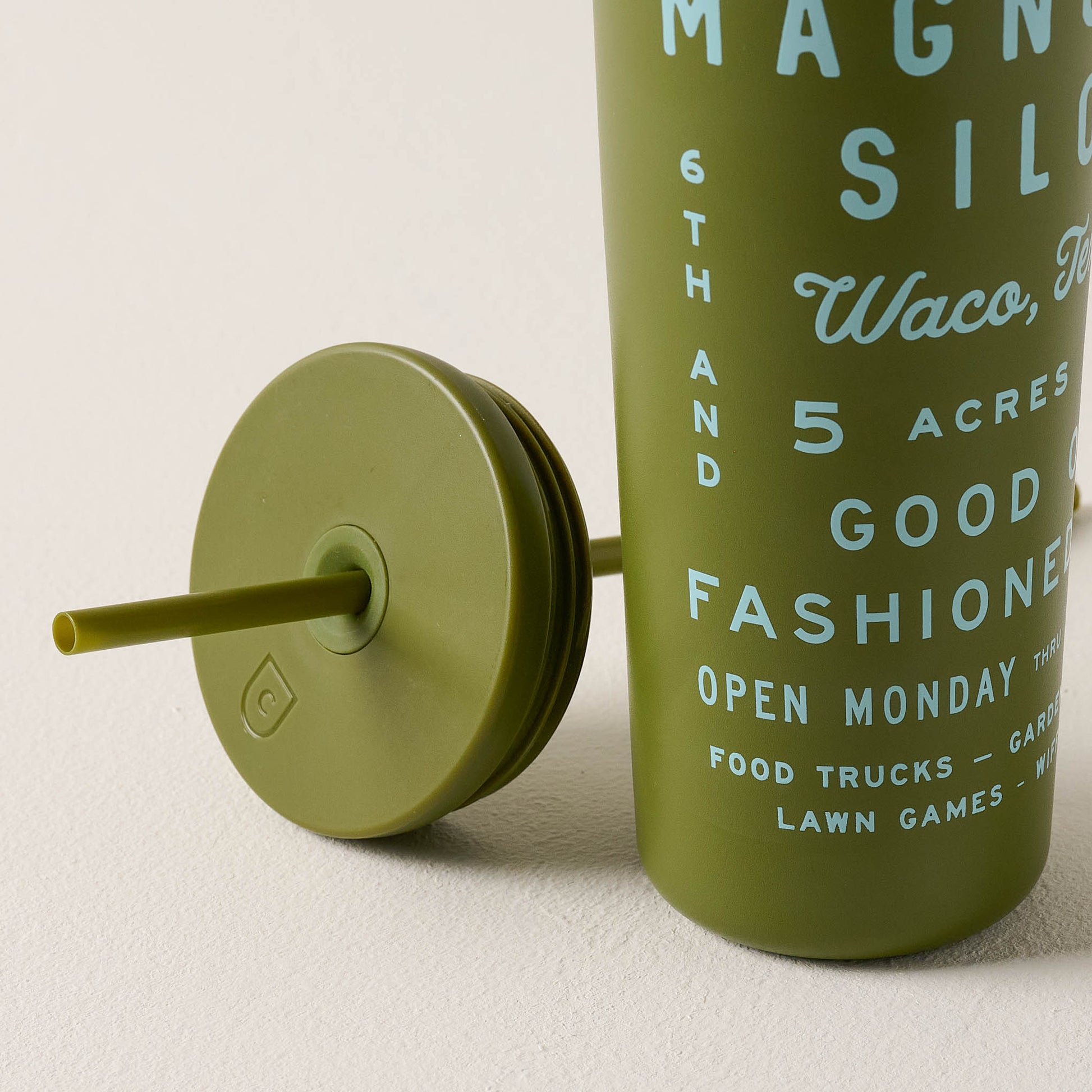 Magnolia Roadtrip 24oz Olive Cold Tumbler with Straw