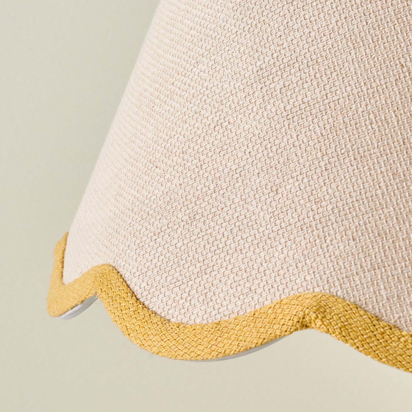 Yellow Wavy Trim Linen Shade up close