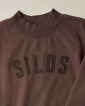 Silos Applique Brown Mockneck Brushed Fleece Sweatshirt