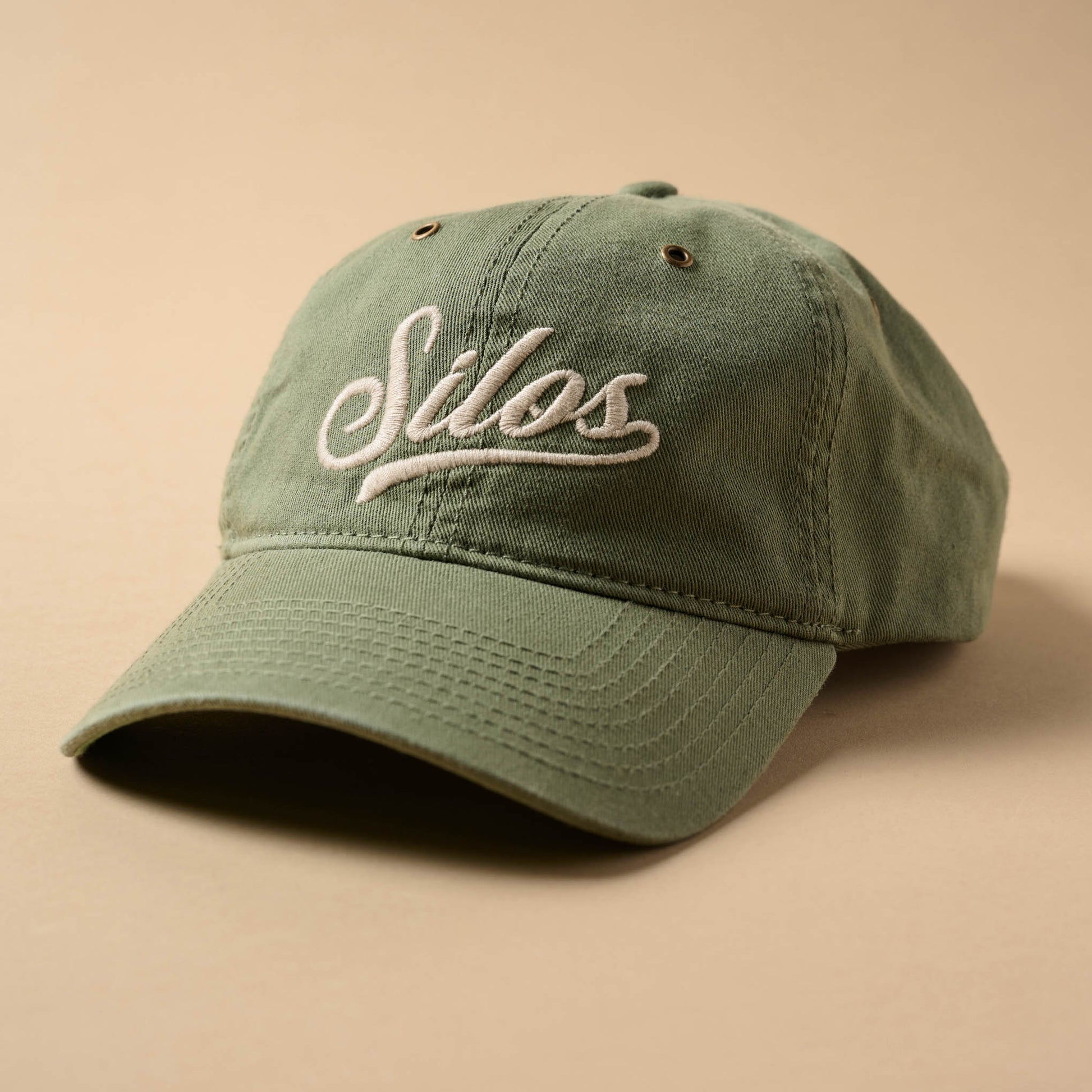 Silos Distressed Olive Baseball Hat