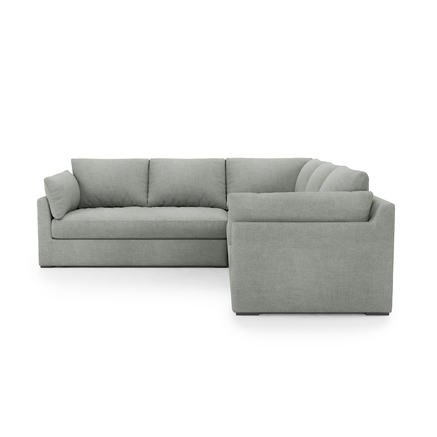Serene Sectional dove grey linen side view
