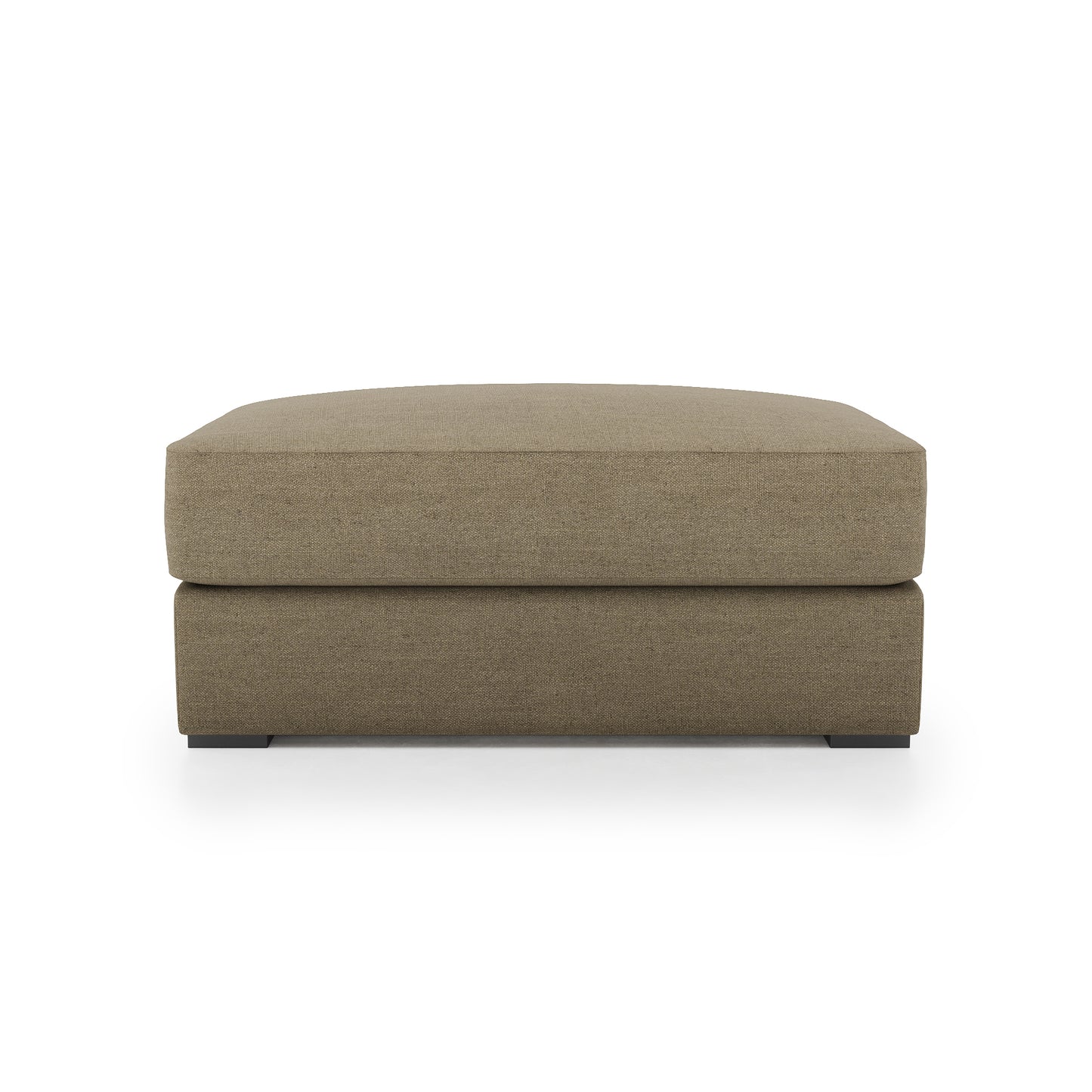 Serene Ottoman - mocha linen front view