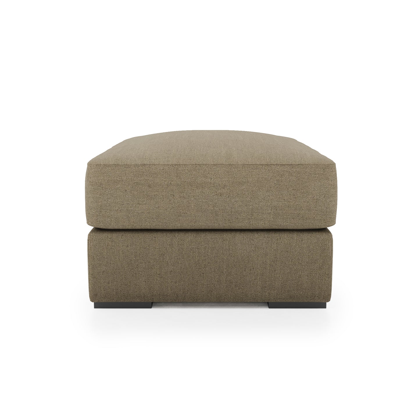 Serene Ottoman - mocha linen side view