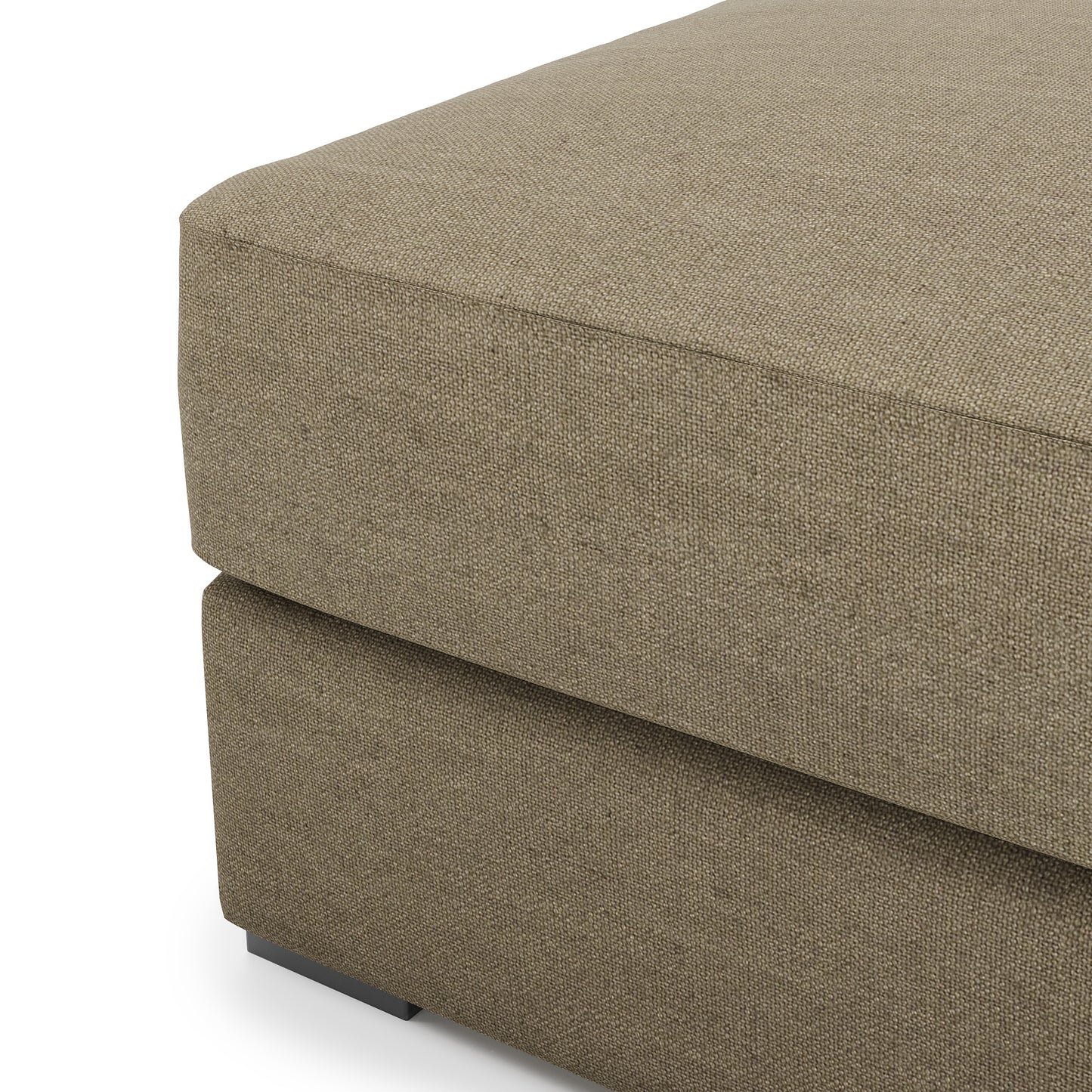 Serene Ottoman - mocha linen close up